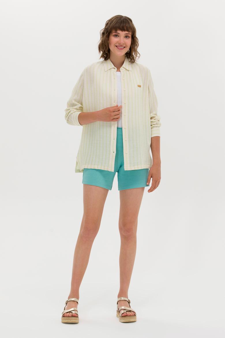 Kadın Su Yeşili Uzun Kollu Gömlek - 50264226003