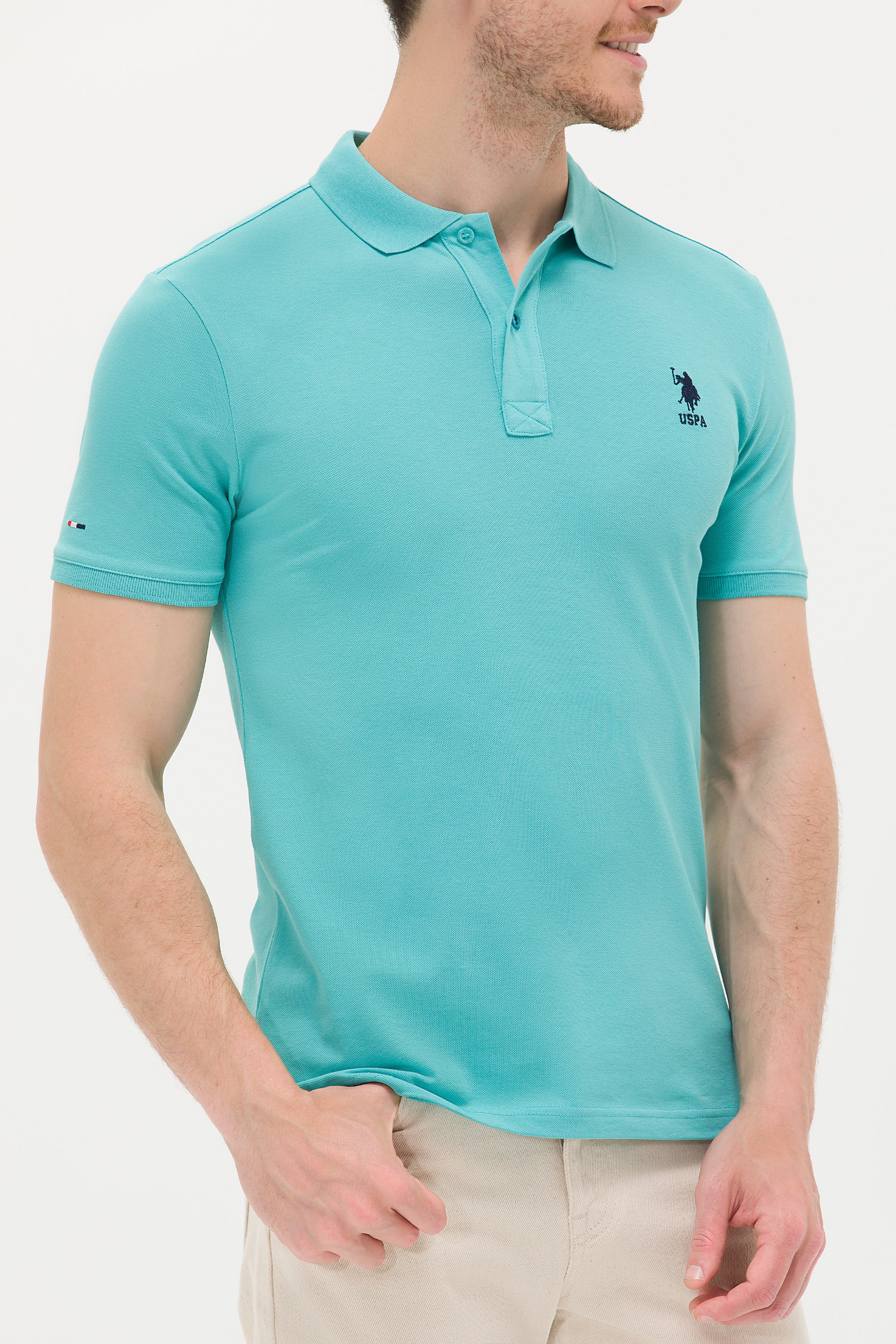 Erkek Mint Basic Polo Yaka Tişört - Image 6