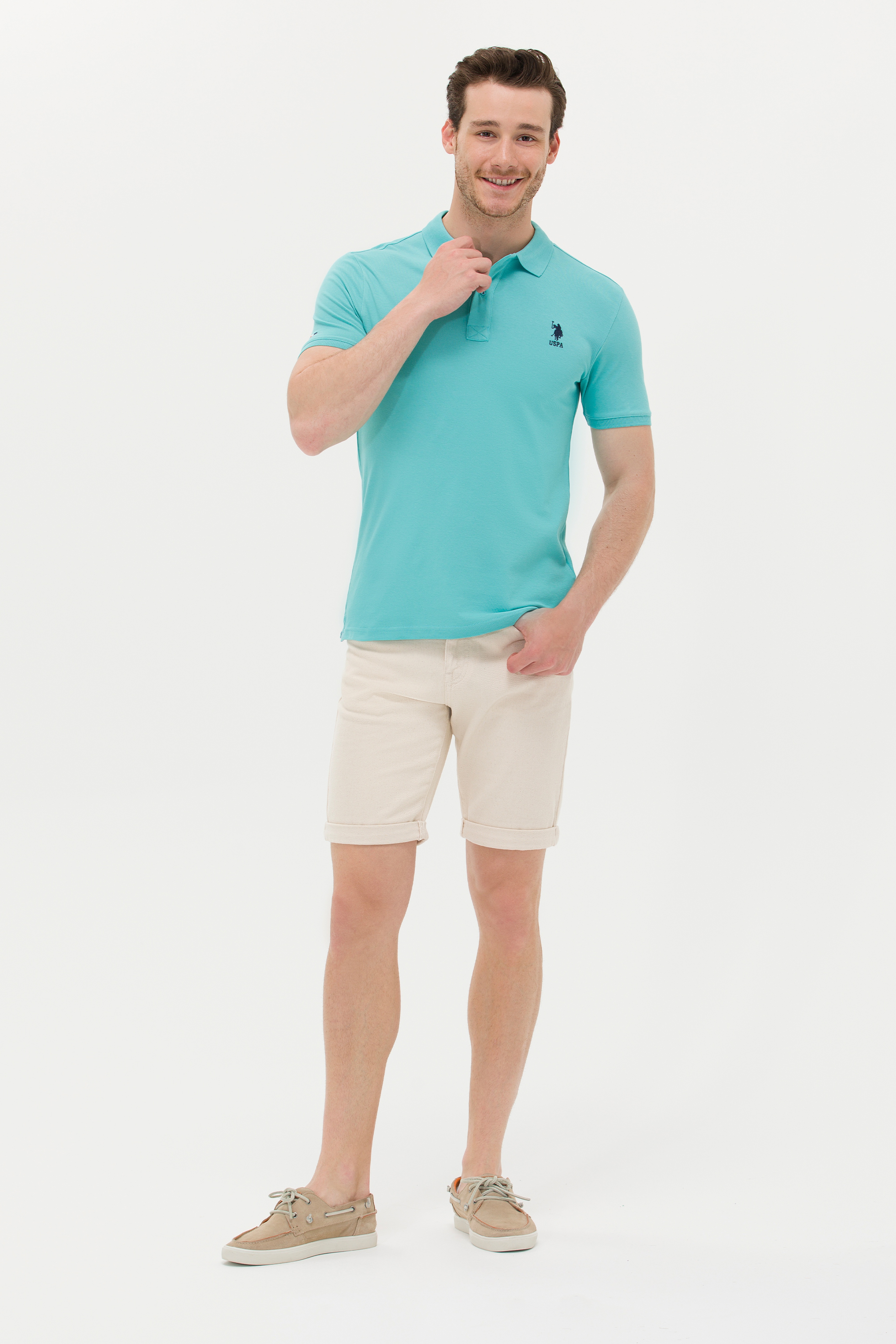 Erkek Mint Basic Polo Yaka Tişört - Image 4