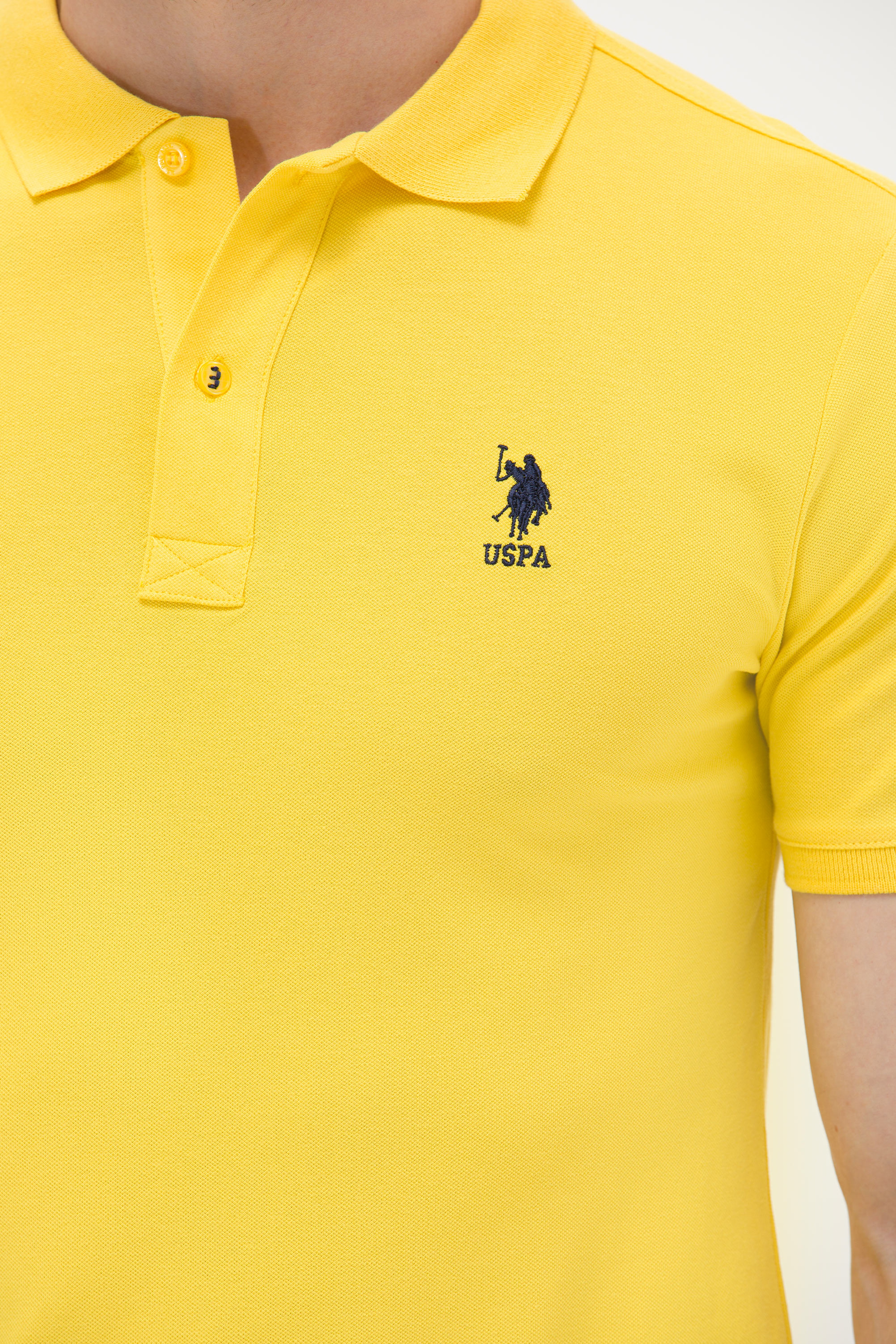 Erkek Koyu Sarı Basic Polo Yaka Tişört