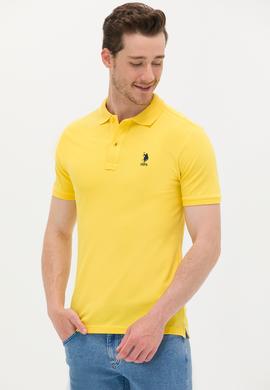 Erkek Koyu Sarı Basic Polo Yaka Tişört - 50262969136