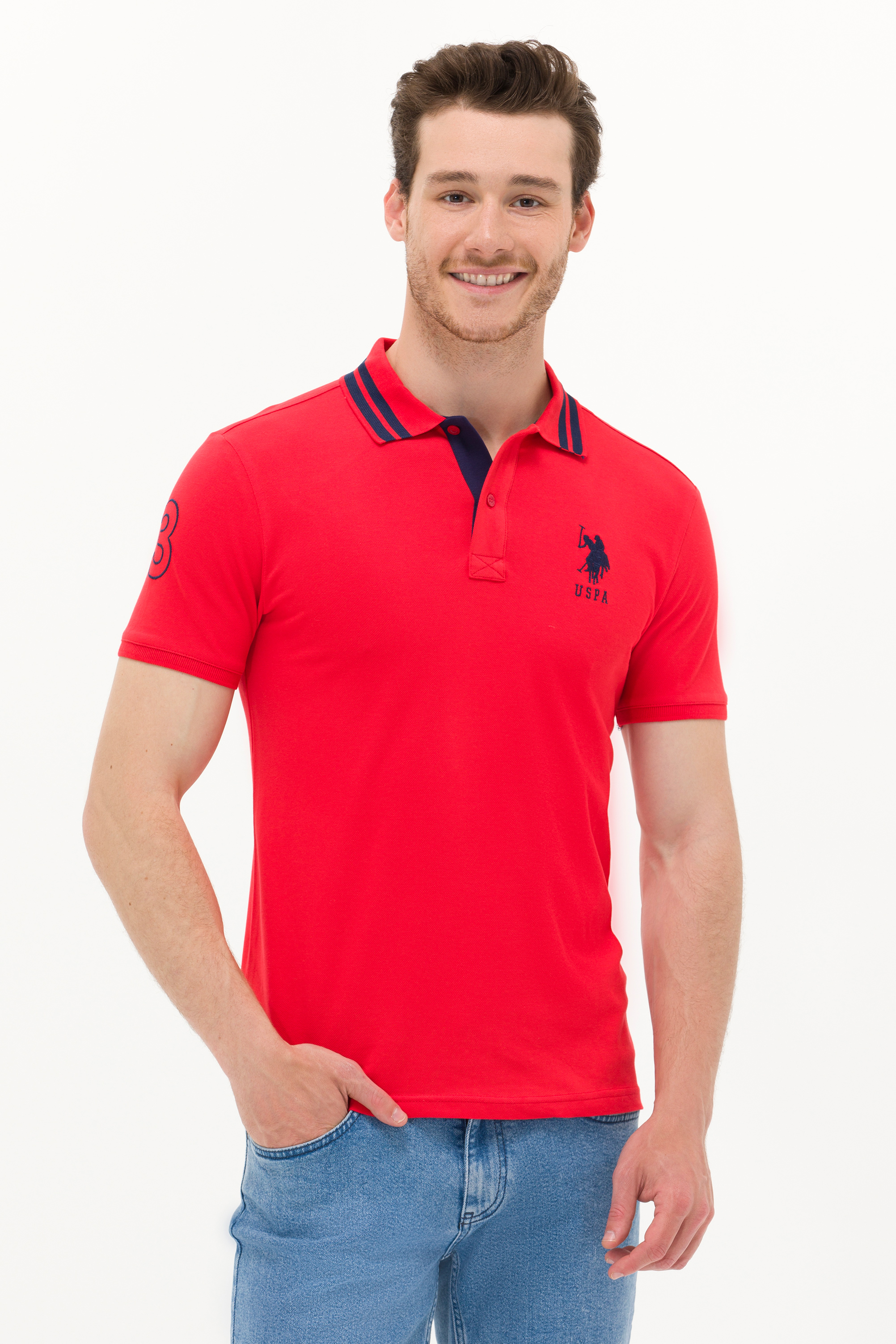 Erkek Kırmızı Basic Polo Yaka Tişört