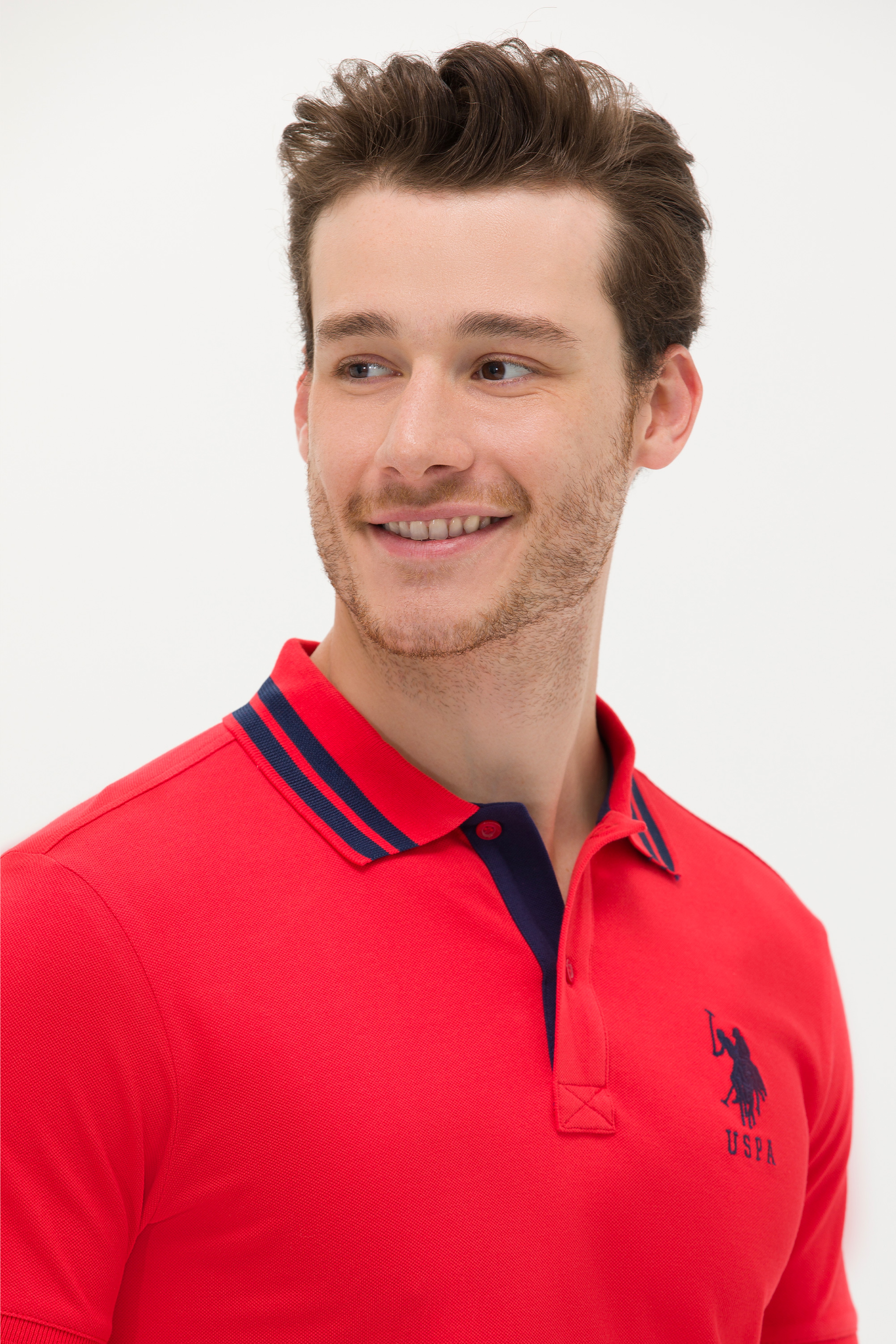 Erkek Kırmızı Basic Polo Yaka Tişört - Image 2