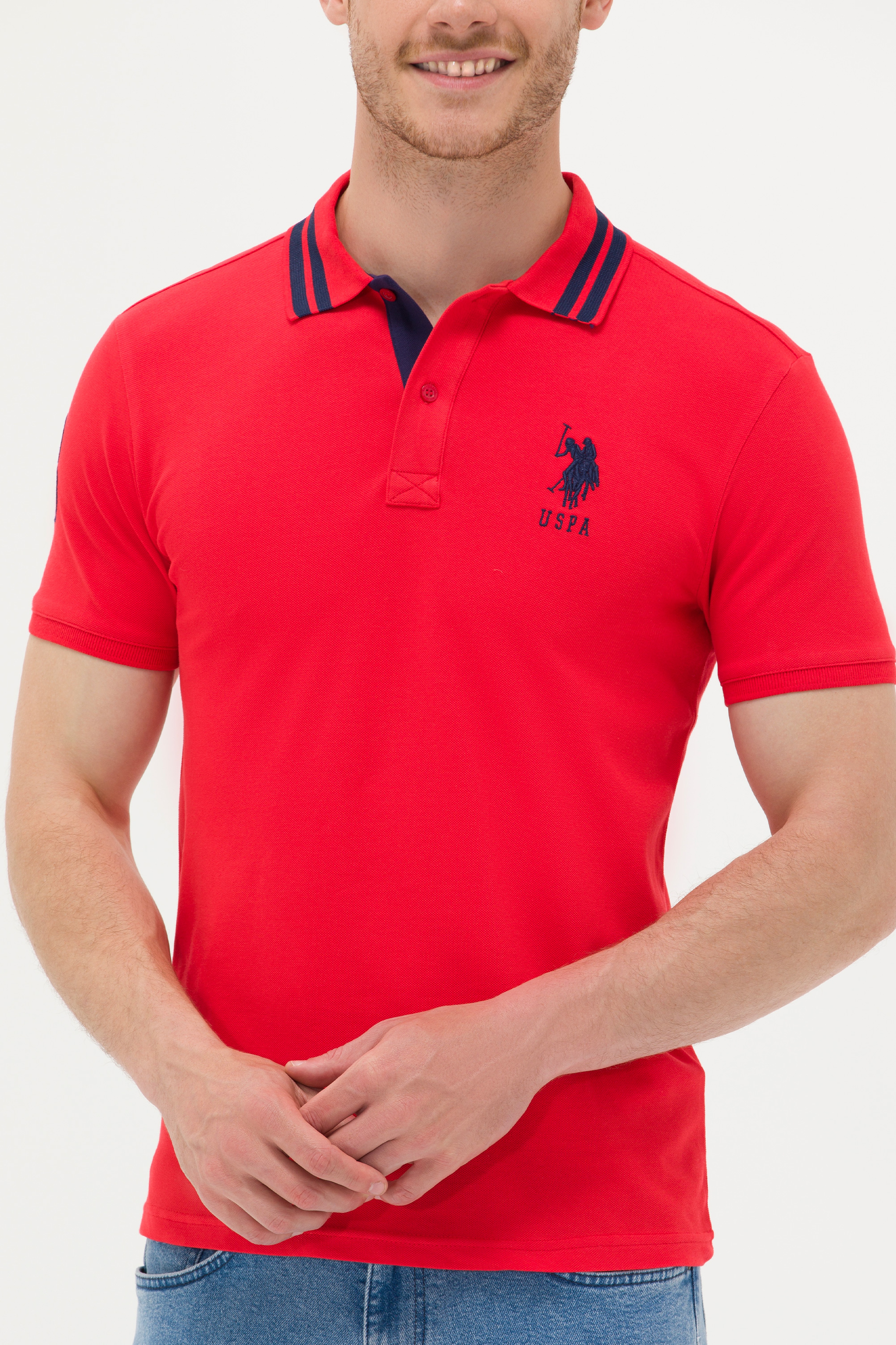Erkek Kırmızı Basic Polo Yaka Tişört