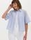 Kadın Mavi Keten Görünümlü Kısa Kollu Gömlek
