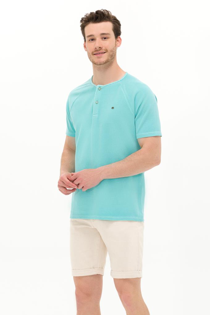 Erkek Mint Bisiklet Yaka Tişört