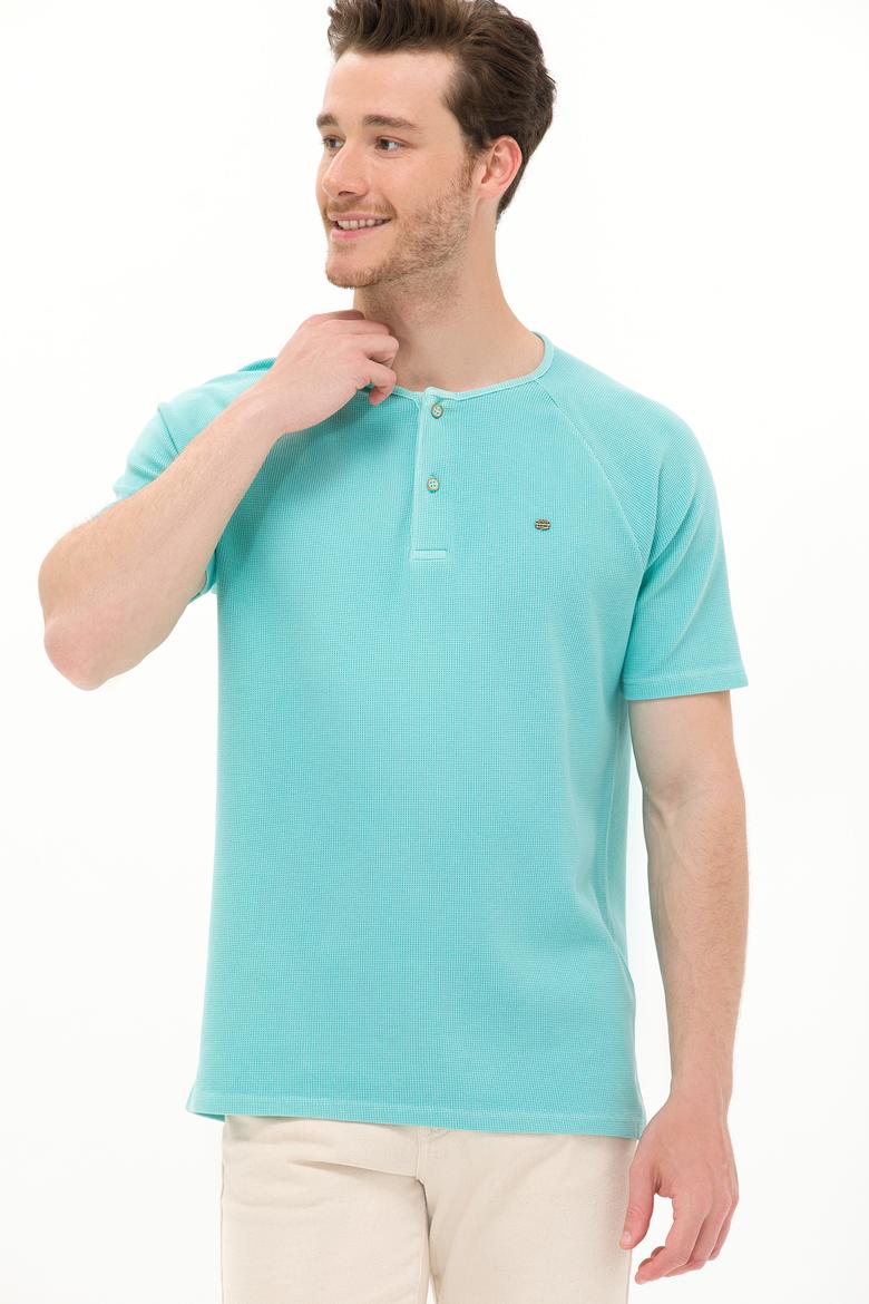 Erkek Mint Bisiklet Yaka Tişört - 50263495026