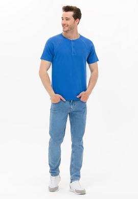 Erkek Saks Bisiklet Yaka Tişört - 50263495041