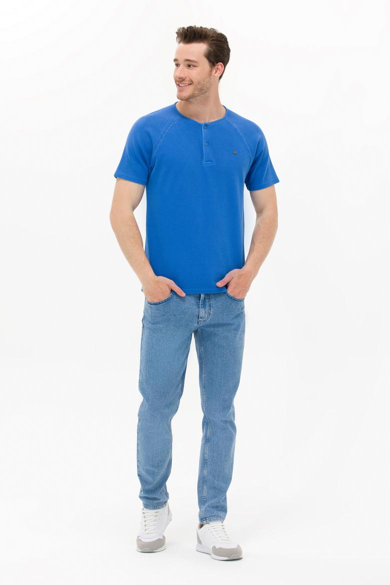 Erkek Saks Bisiklet Yaka Tişört - 50263495041