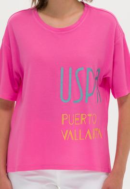 Kadın Pembe Bisiklet Yaka Tişört - 50263603029