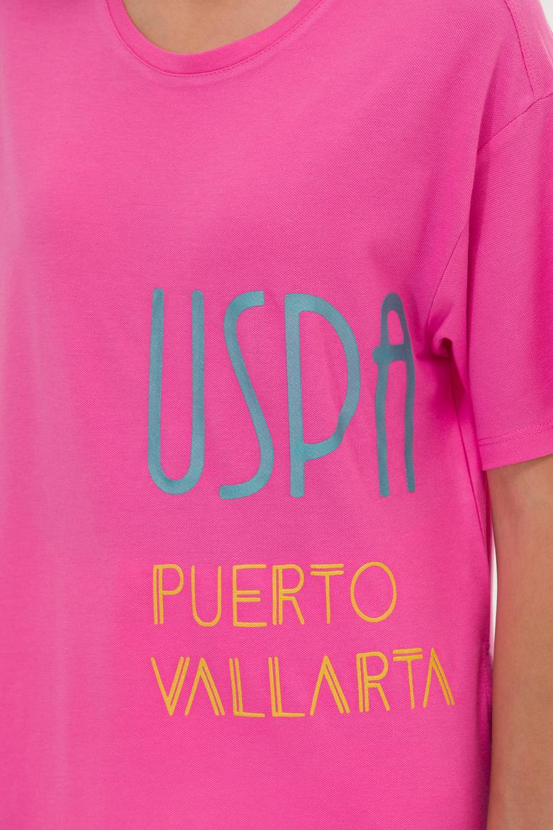 Kadın Pembe Bisiklet Yaka Tişört - 50263603029