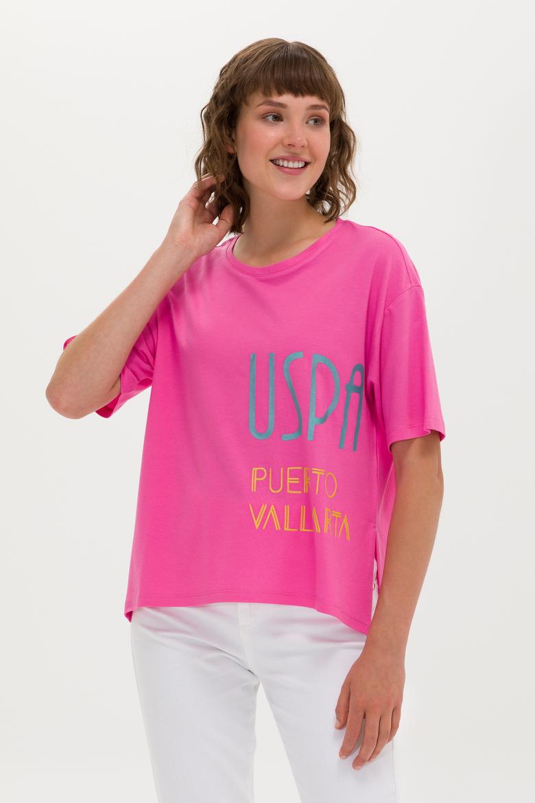 Kadın Pembe Bisiklet Yaka Tişört