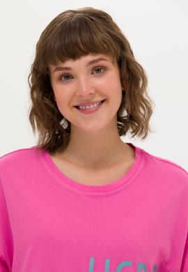 Kadın Pembe Bisiklet Yaka Tişört - 50263603029