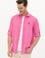 Erkek Pembe Keten Görünümlü Basic Gömlek