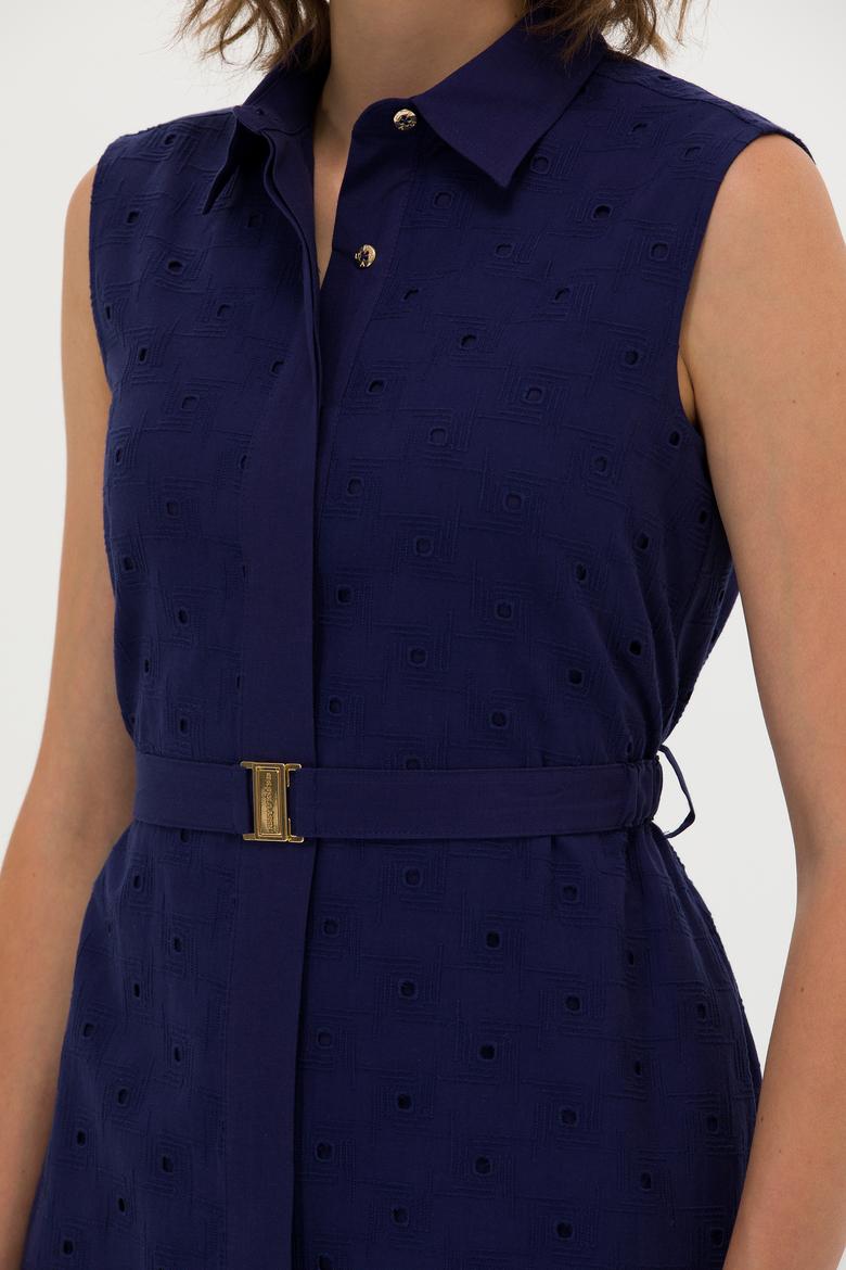 Kadın Lacivert Dokuma Elbise - 50262585006