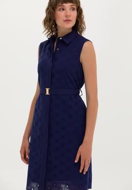 Kadın Lacivert Dokuma Elbise - 50262585006