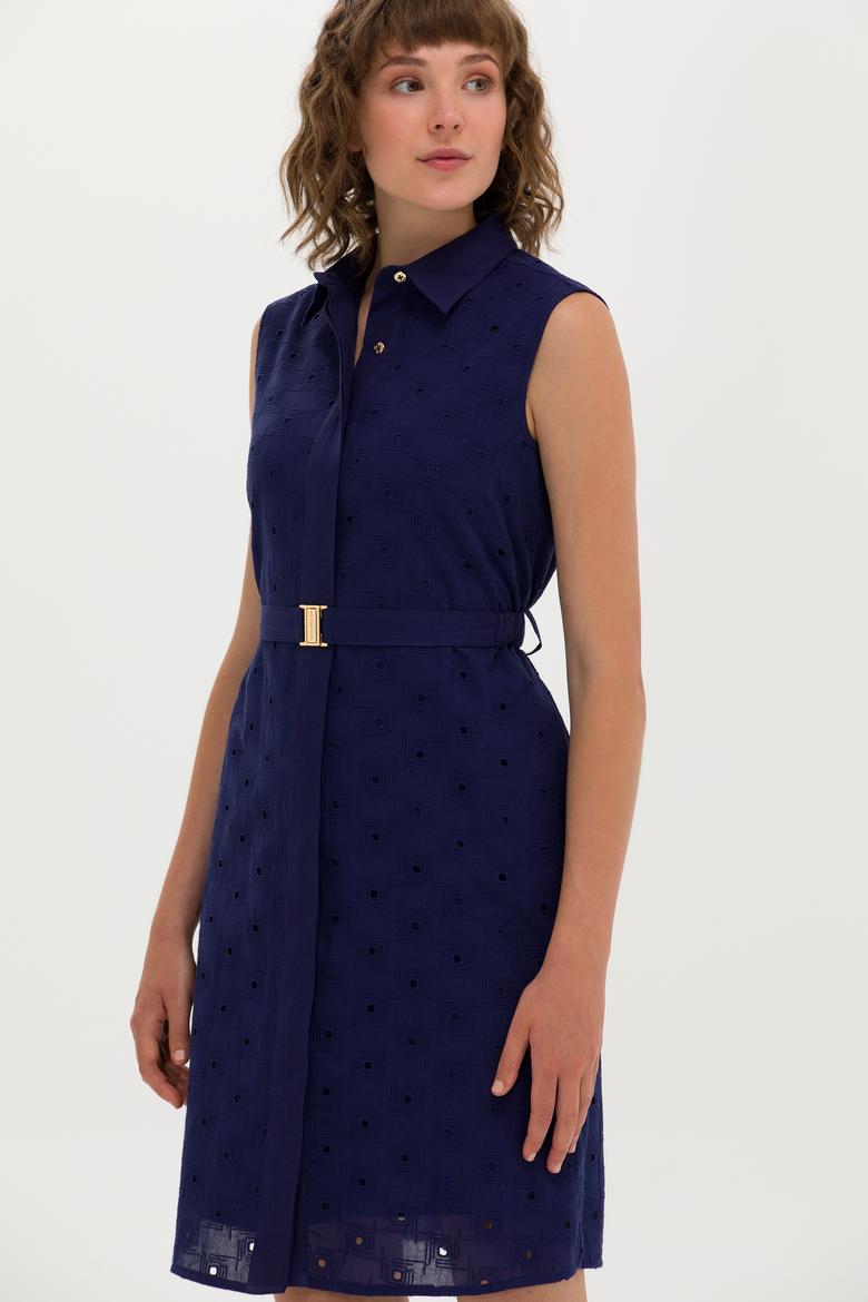Kadın Lacivert Dokuma Elbise - 50262585006