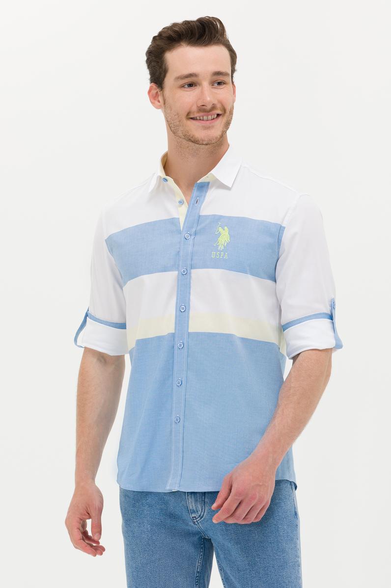 Erkek Saks Uzun Kollu Gömlek