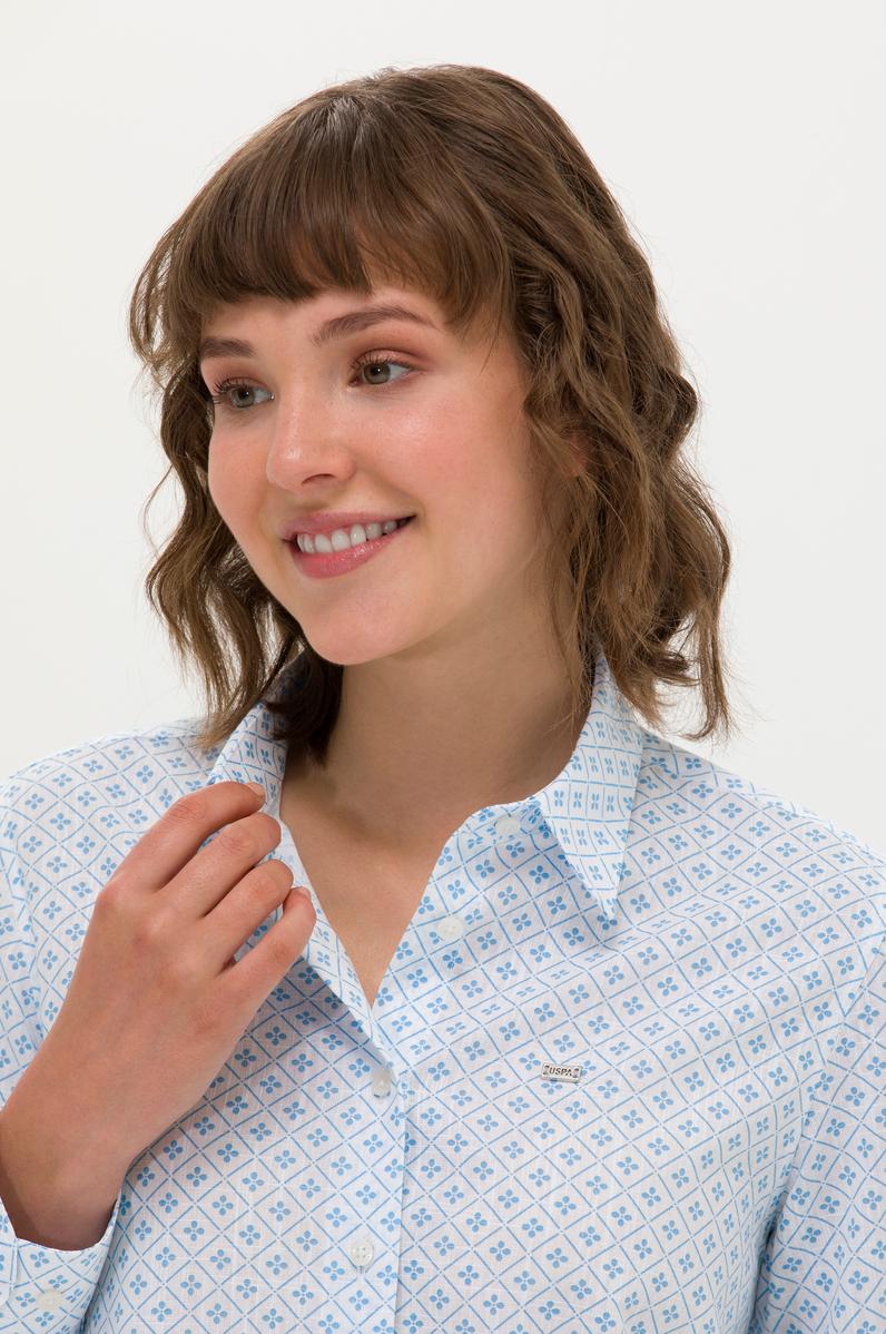 Kadın Mavi Uzun Kollu Gömlek