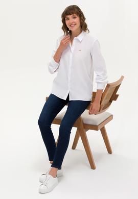 Kadın Beyaz Uzun Kollu Gömlek - 50266558014