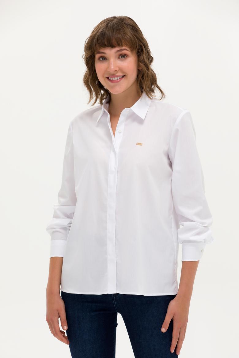 Kadın Beyaz Uzun Kollu Gömlek - 50266558014