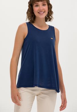 Kadın Lacivert Bisiklet Yaka Kolsuz Tişört - 50262481004