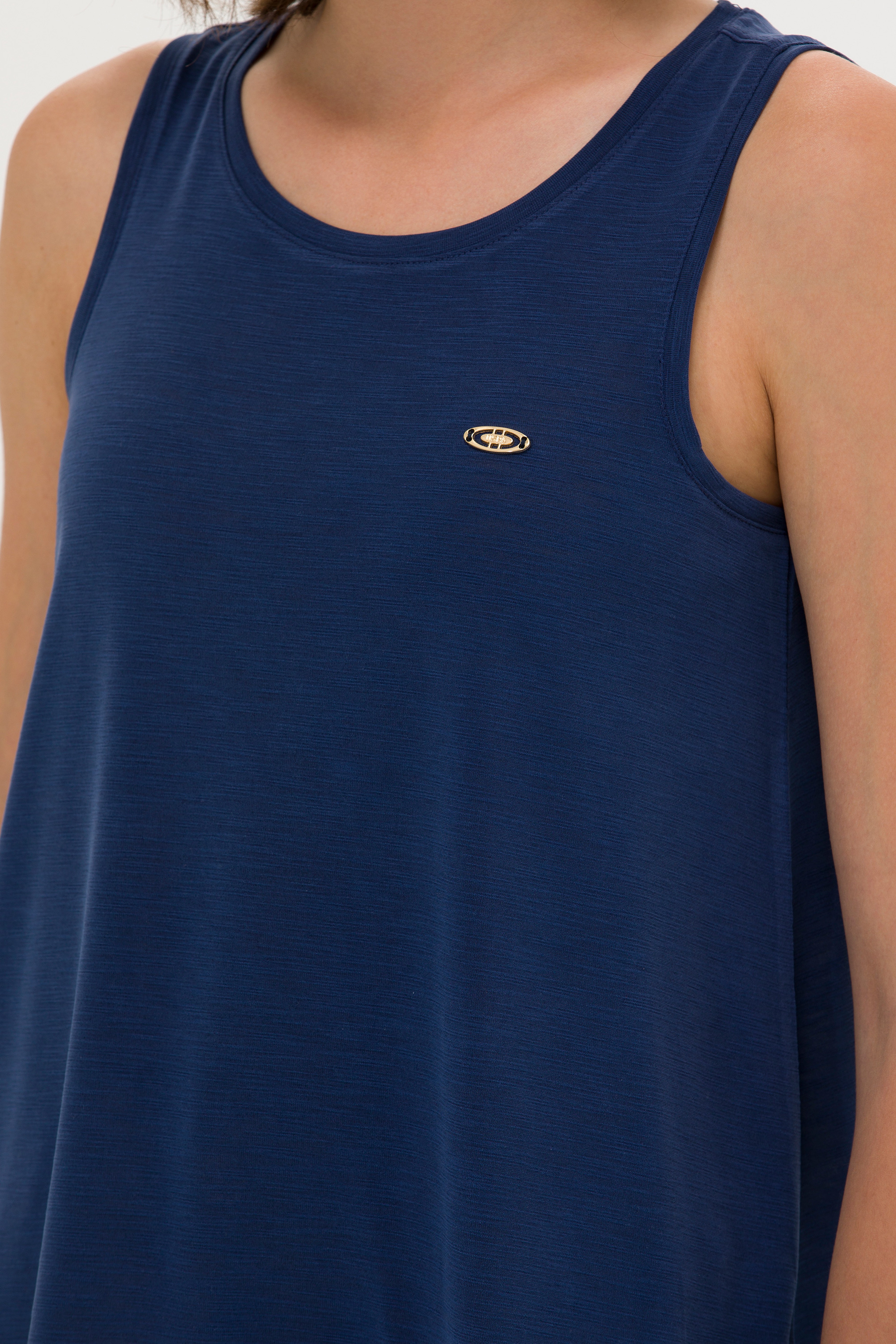 Kadın Lacivert Bisiklet Yaka Kolsuz Tişört - Image 7
