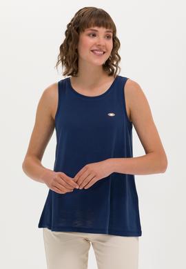 Kadın Lacivert Bisiklet Yaka Kolsuz Tişört - 50262481004