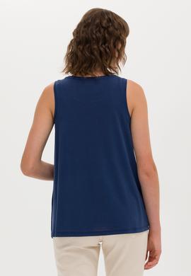 Kadın Lacivert Bisiklet Yaka Kolsuz Tişört - 50262481004