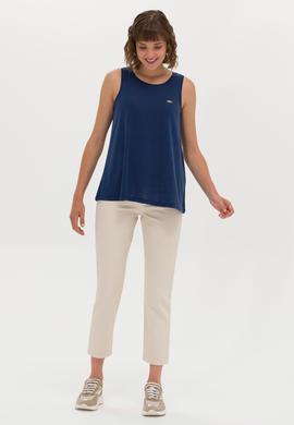 Kadın Lacivert Bisiklet Yaka Kolsuz Tişört - 50262481004