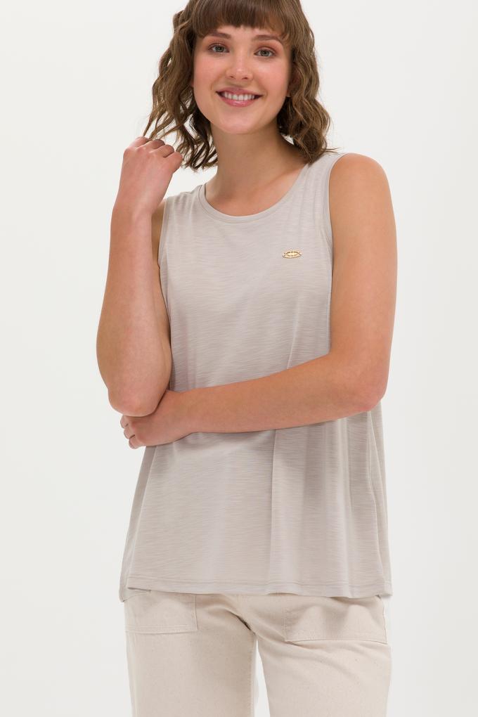 Kadın Taş Bisiklet Yaka Kolsuz Tişört