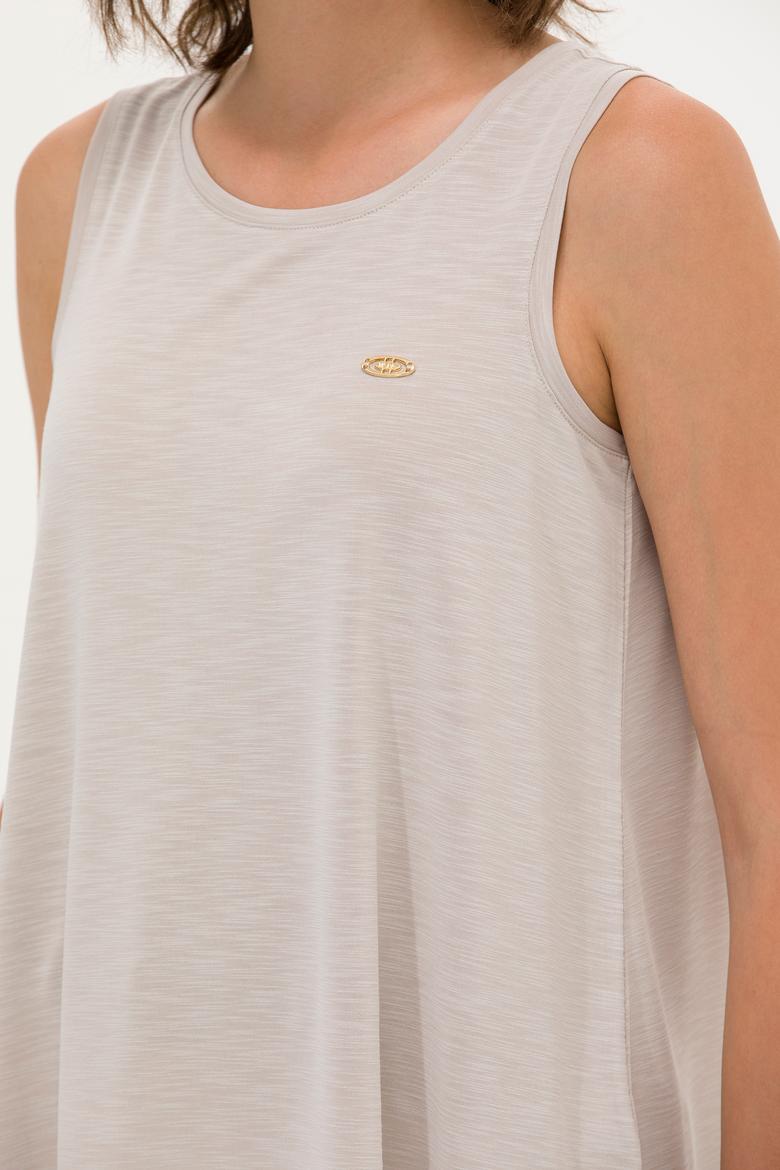 Kadın Taş Bisiklet Yaka Kolsuz Tişört - 50262481027