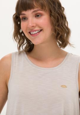 Kadın Taş Bisiklet Yaka Kolsuz Tişört - 50262481027