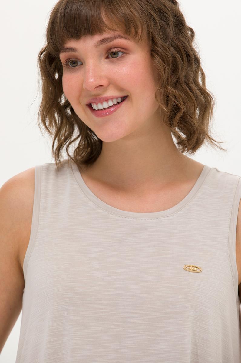 Kadın Taş Bisiklet Yaka Kolsuz Tişört