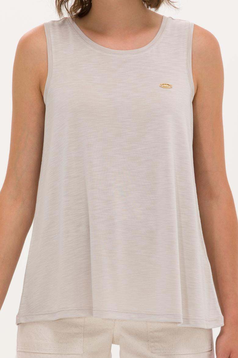 Kadın Taş Bisiklet Yaka Kolsuz Tişört - 50262481027