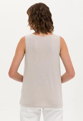 Kadın Taş Bisiklet Yaka Kolsuz Tişört - 50262481027