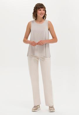 Kadın Taş Bisiklet Yaka Kolsuz Tişört - 50262481027