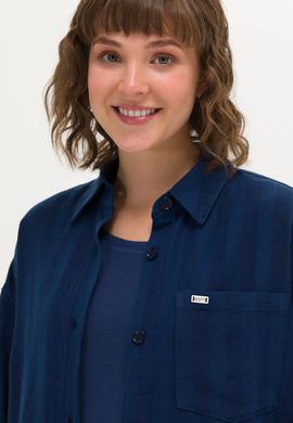 Kadın Koyu Mavi Jean Gömlek - 50263024011