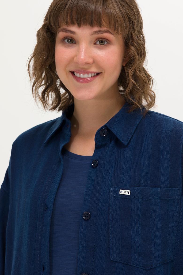 Kadın Koyu Mavi Jean Gömlek - 50263024011