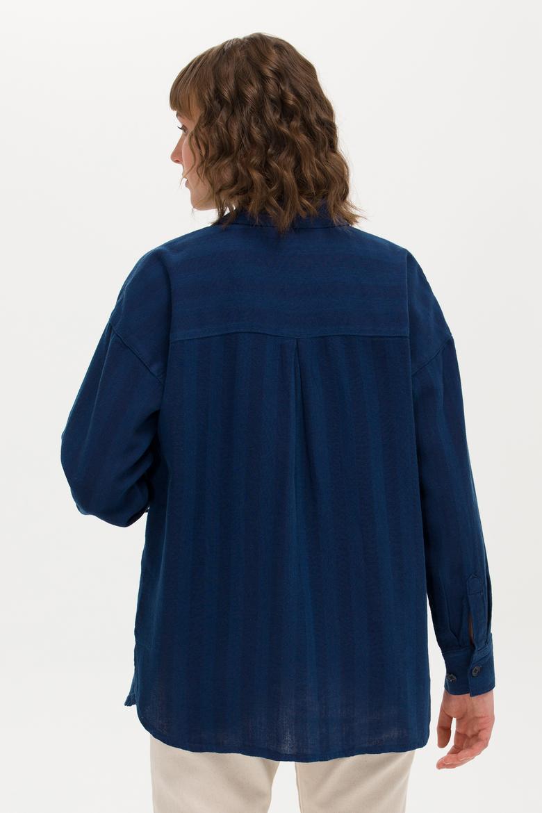 Kadın Koyu Mavi Jean Gömlek - 50263024011