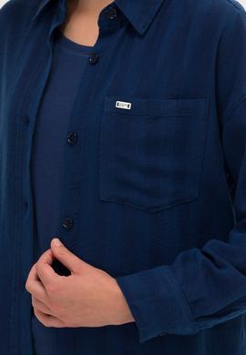 Kadın Koyu Mavi Jean Gömlek - 50263024011