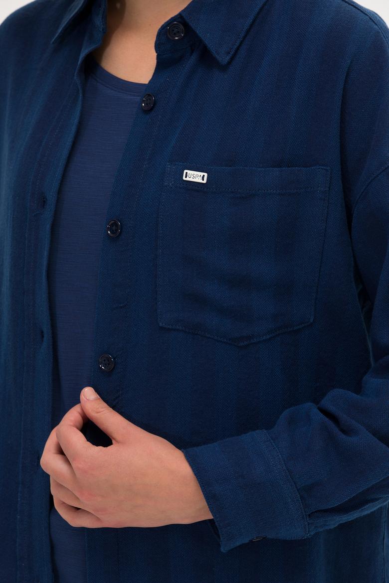 Kadın Koyu Mavi Jean Gömlek - 50263024011