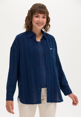 Kadın Koyu Mavi Jean Gömlek - 50263024011