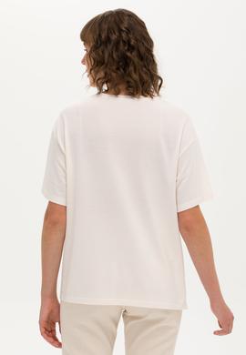 Kadın Krem Bisiklet Yaka Tişört - 50263603037