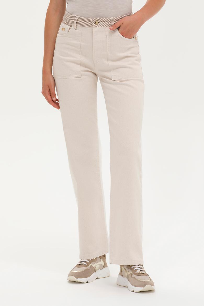 Kadın Krem Jean Pantolon - 50263787002