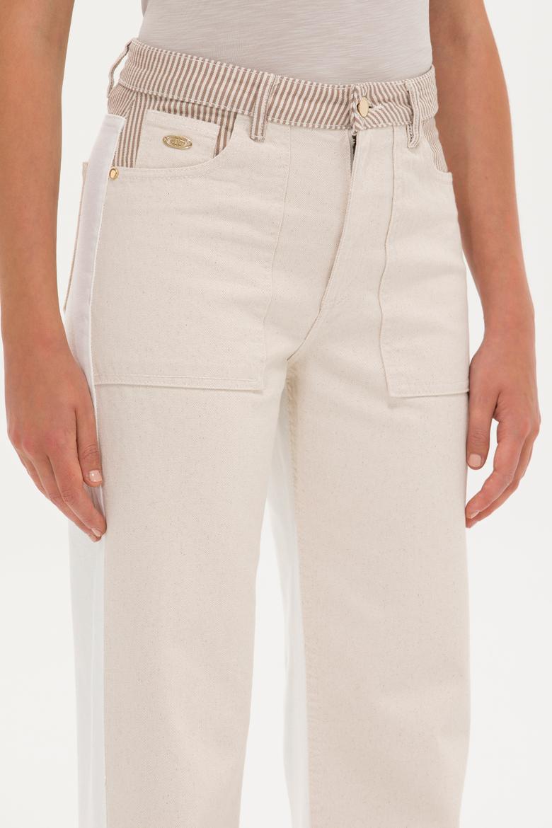 Kadın Krem Jean Pantolon - 50263787002