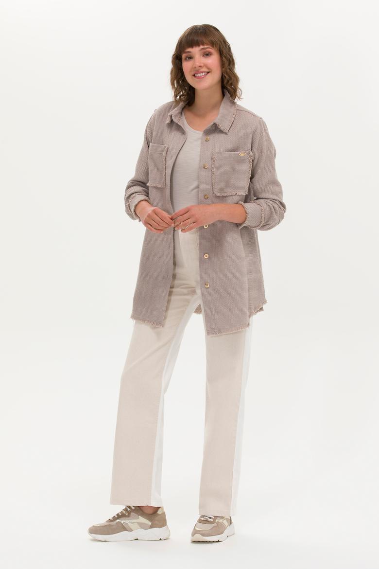 Kadın Krem Jean Pantolon