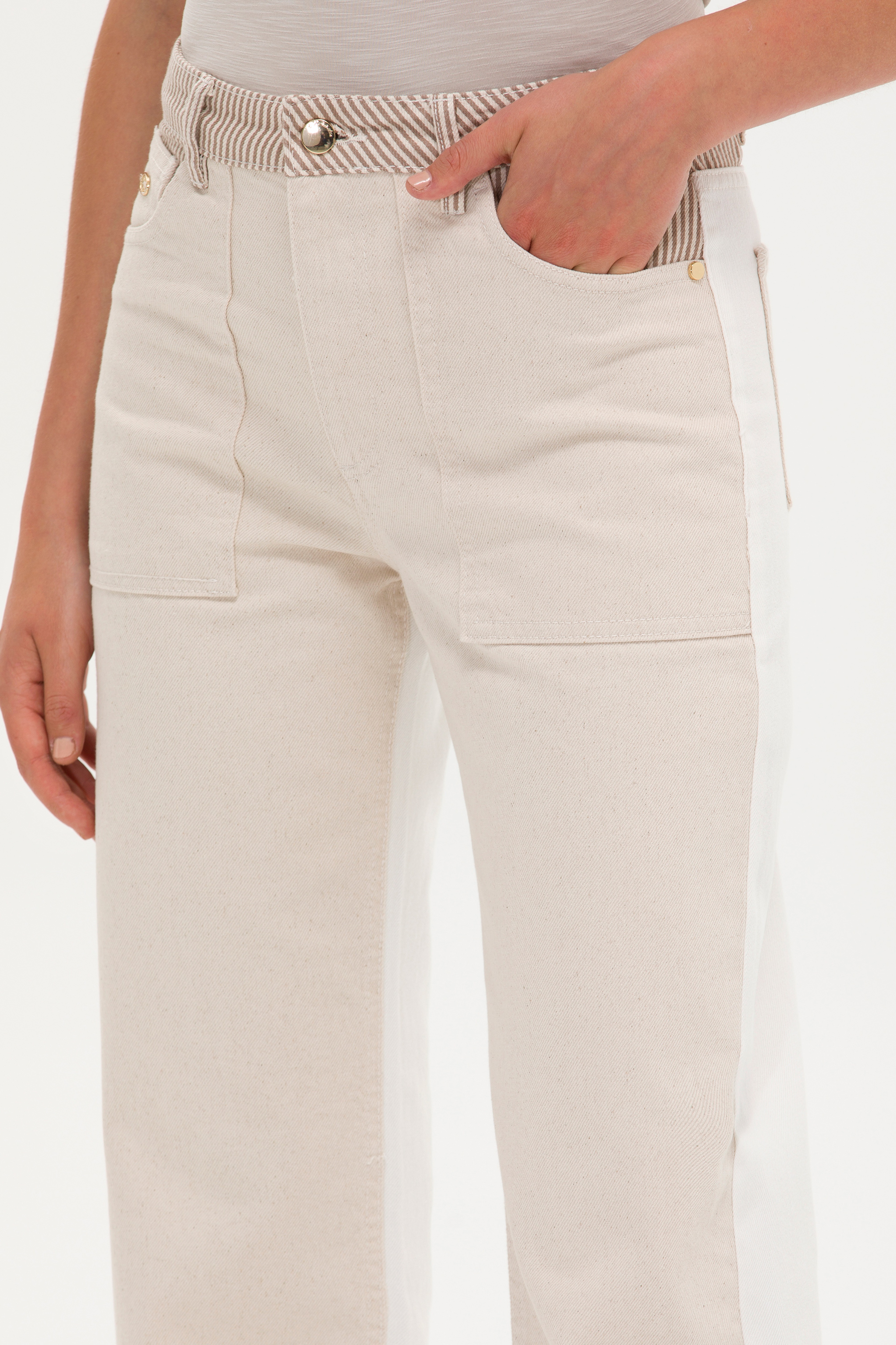 Kadın Krem Jean Pantolon - Image 5