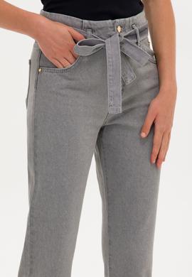 Kadın Gri Mom High Waist Fit Jean Pantolon - 50263802010