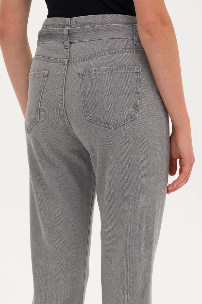 Kadın Gri Mom High Waist Fit Jean Pantolon